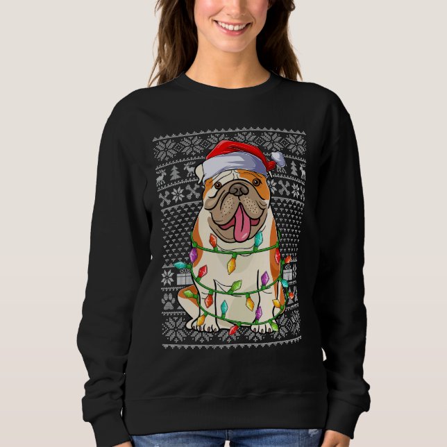 Ugly Xmas Sweater Style Santa American Bulldog Chr (Anverso)