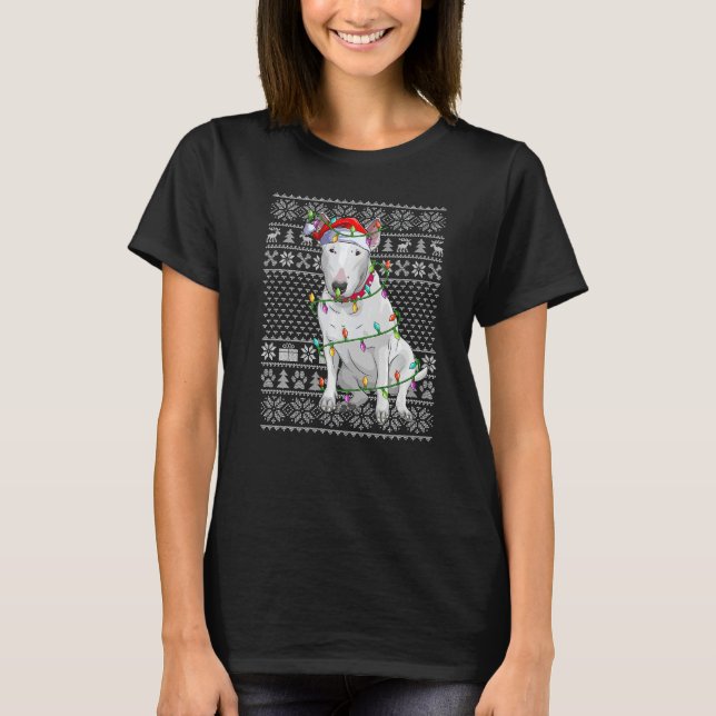 Ugly Xmas Sweater Style Santa Bull Terrier Dog Chr (Anverso)