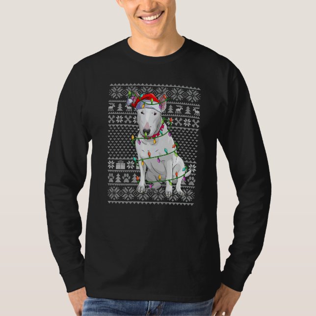 Ugly Xmas Sweater Style Santa Bull Terrier Dog Chr (Anverso)
