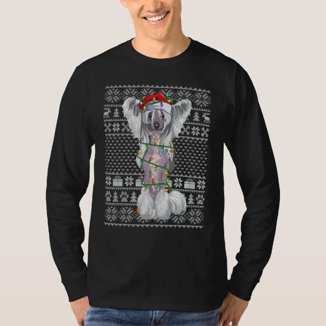 Ugly Xmas Sweater Style Santa Chinese Crested Dog  (Anverso)