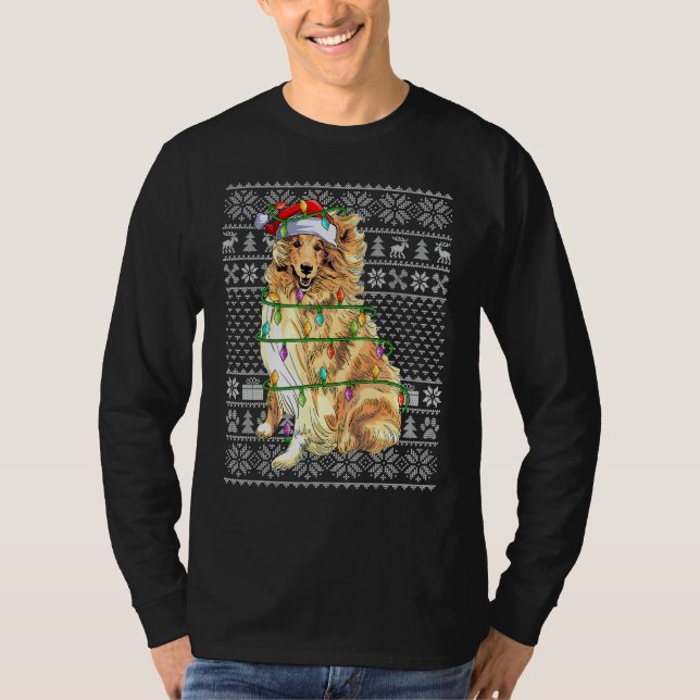Ugly Xmas Sweater Style Santa Rough Collie Dog Chr (Anverso)