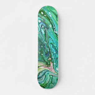 Uh Oh 3 Cool Unique Green Abstract Skateboard Deck