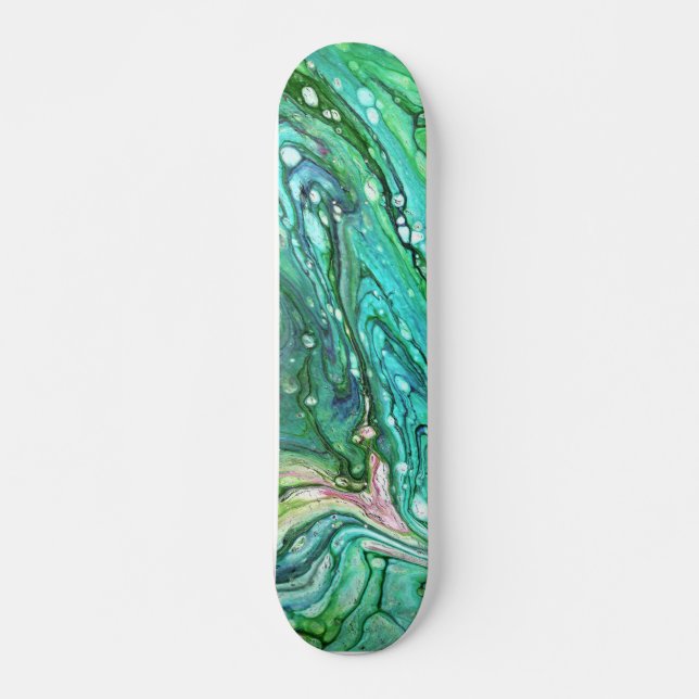Uh Oh 3 Cool Unique Green Abstract Skateboard Deck (Anverso )