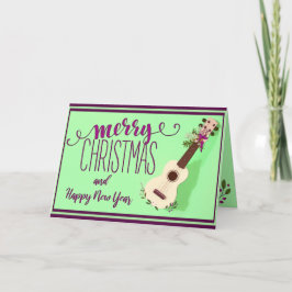 Ukulele Feliz Navidad y feliz tarjeta de Año Nuevo