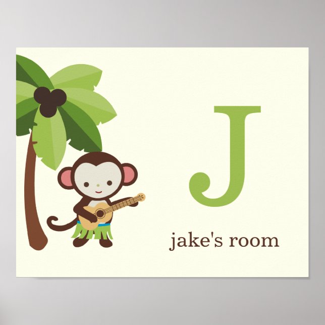 Ukulele Monkey Personaliza a los niños arte en el  (Frente)
