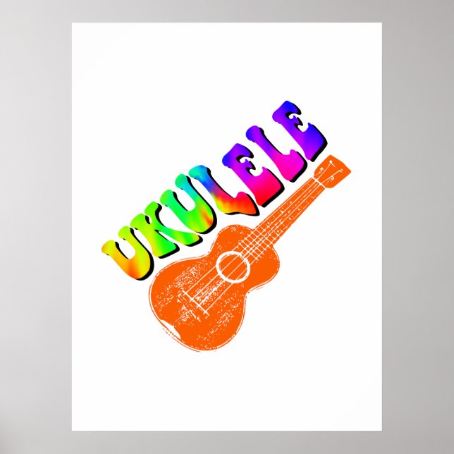 Ukulele Tie Dye Groovy Arte de texto (Frente)