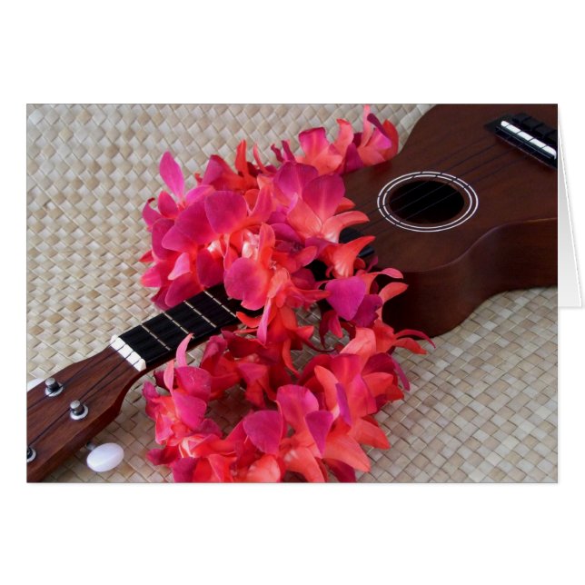 Ukulele y Red Flower Lei (Anverso (Horizontal))