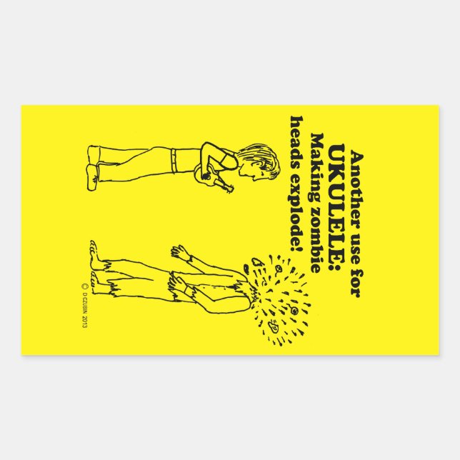 Ukulele Zombie Explode Pegatina rectangular (Anverso)