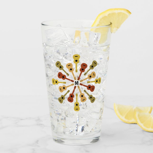 Ukuleles personalizado monograma vidrio de pinza (Reverso (hielo))