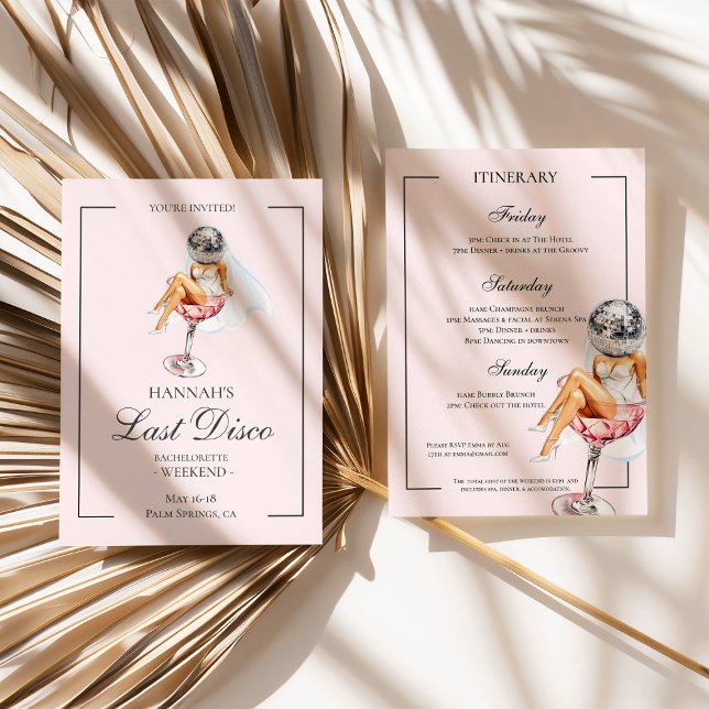 Última disco Bachelorette Invitación Minimalista (Last Disco Bachelorette Minimalist Invite)