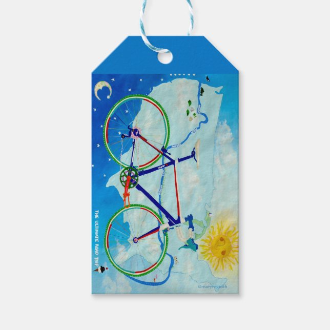 Última etiqueta de regalo de viaje en bicicleta (Anverso)