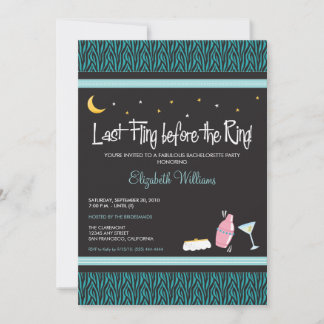 Última invitación a la bachelorette de cebra (aqua