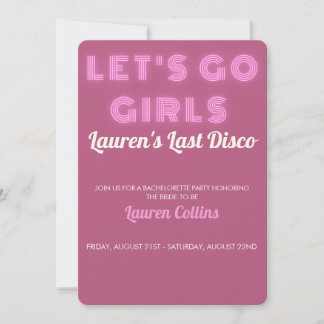 Última invitación para una fiesta de soltera disco