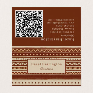 Última tarjeta de visita plegada Boho Código QR