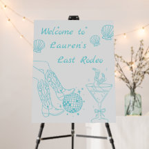 Último cartel de bienvenida de rodeo para soltera