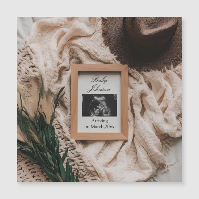Ultrasonido invitación de embarazo rústico Boho (Anverso)
