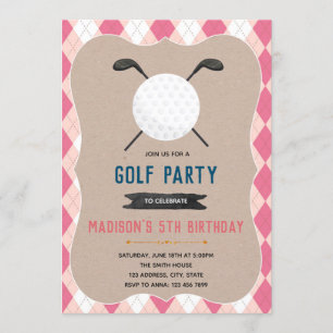 Un agujero de golf en una invitación de cumpleaños