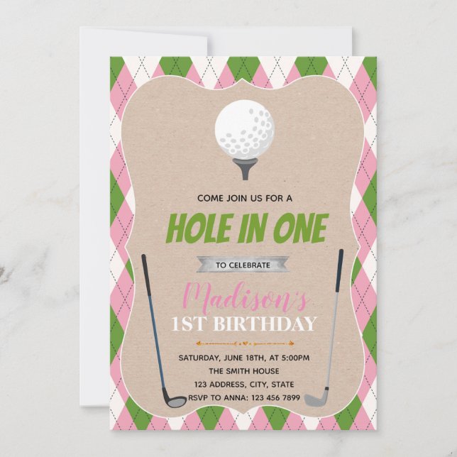Un agujero de golf en una invitación de fiesta de  (Anverso)