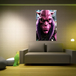 Un alienígena rosado con pelo púrpura | Arte IA