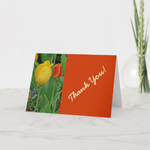 "Un amarillo, un tulipán rojo" Tarjeta de agradeci