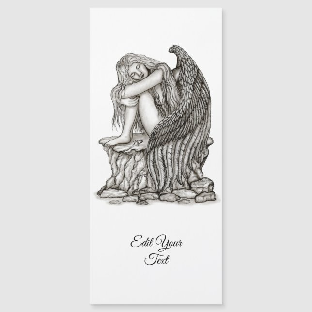 Un ángel dormido en la tarjeta magnética de piedra (Anverso)