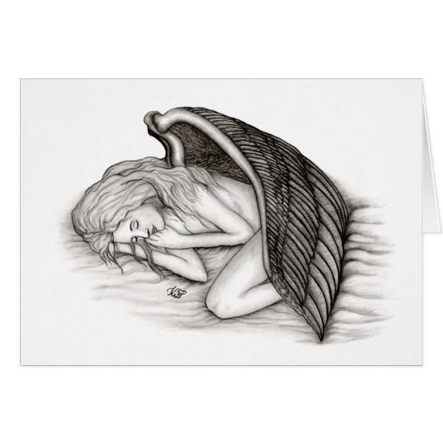 Un ángel dormido, negro y blanco (Anverso (Horizontal))