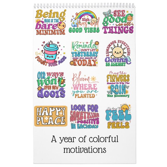 Un año de coloridas motivaciones Calendario (Tapa)