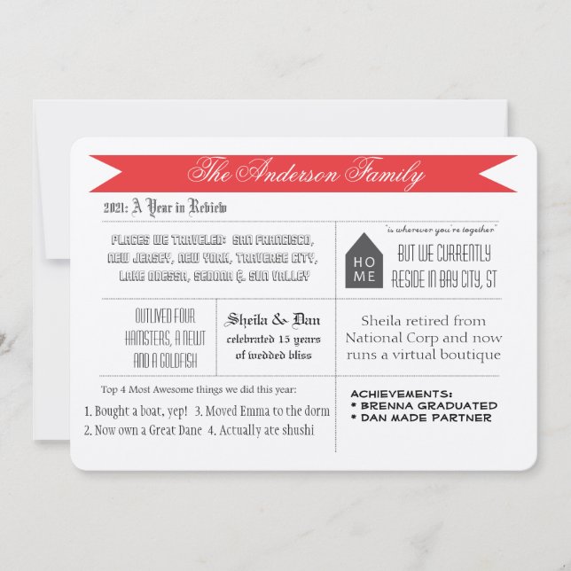 Un año de revisión de la tarjeta de fotos navideña (Anverso)