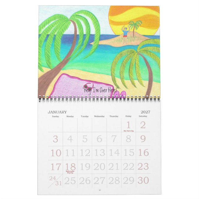Un año en el calendario de playa (Jan 2027)