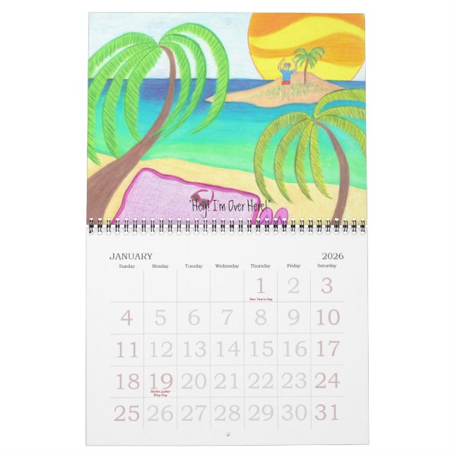 Un año en el calendario de playa (Jan 2026)