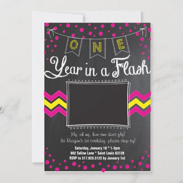 Un Año En Una Invitación Flash De Cumpleaños (Anverso)