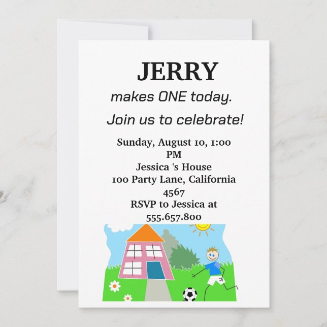 Un año hoy Primer Cumpleaños | Invitación (Anverso)