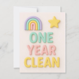 Un año Limpieza sobriedad NA tarjeta de cumpleaños