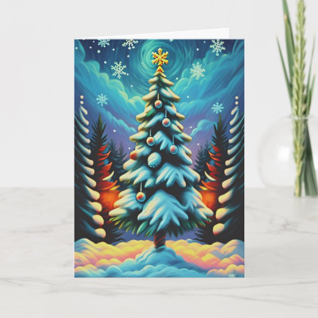 Un Árbol De Navidad Decorado En El Bosque (Anverso)