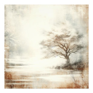 Un Árbol En La Niebla Diseño Gráfico De Foto Antig
