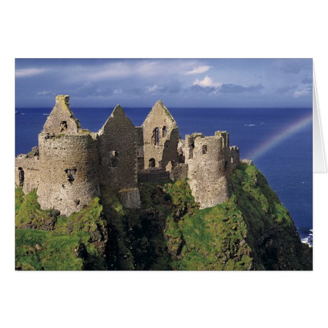 Un arcoíris golpea el castillo medieval de Dunluce (Anverso (Horizontal))