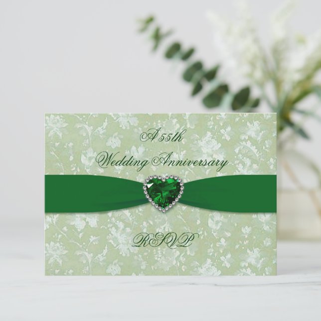 Un audaz Damask 55º Aniversario Boda RSVP (Anverso de pie)