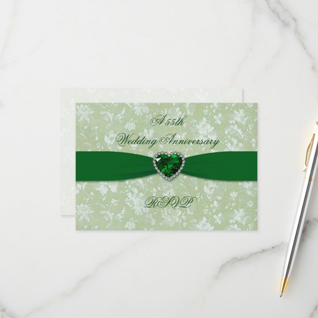 Un audaz Damask 55º Aniversario Boda RSVP (Anverso/Reverso In Situ)