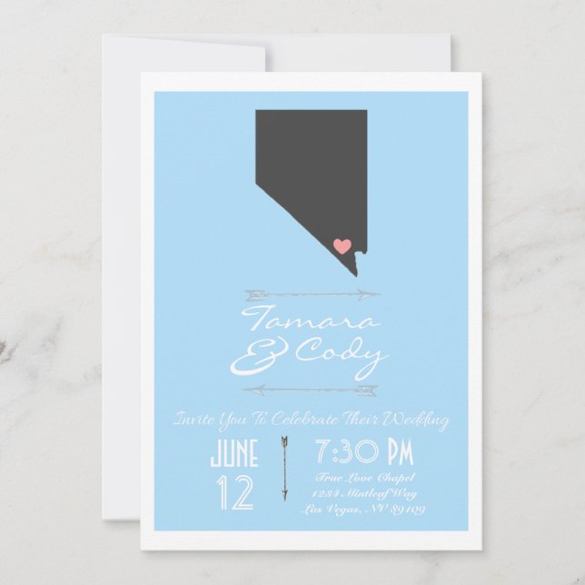 Un azul de cielo invitación de la boda de Las (Anverso)