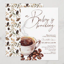 Un bebé café prepara invitación de Baby Shower