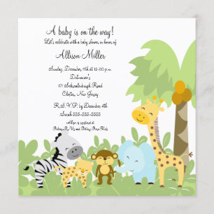 Un bebé en la selva anima la invitación de Baby Sh