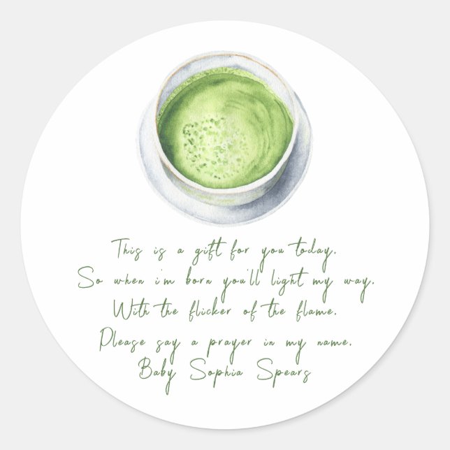 Un bebé está preparando matcha - Etiqueta de vela  (Anverso)