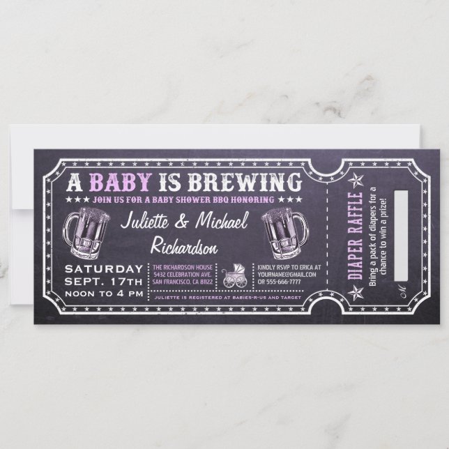 Un bebé prepara invitaciones para entradas de Baby (Anverso)
