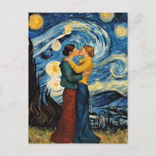 Un beso en la postal de la noche estrellada