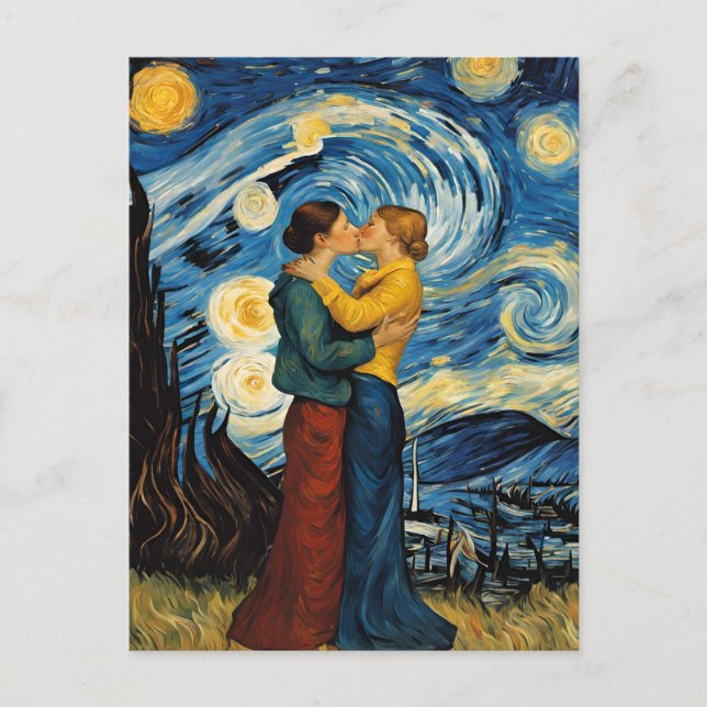 Un beso en la postal de la noche estrellada (Anverso)