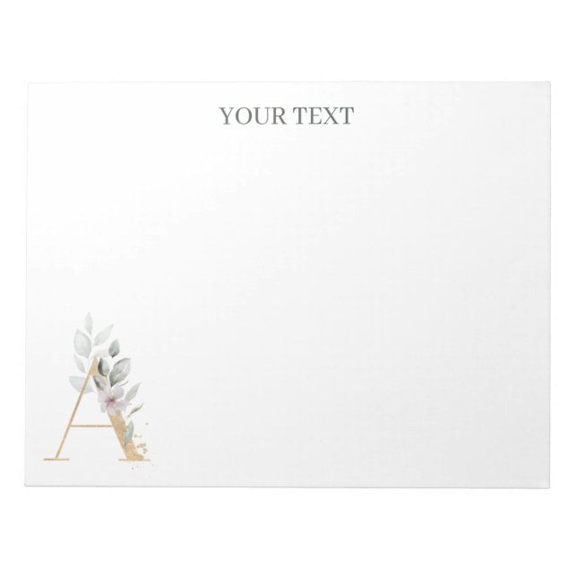 Un Bloc de notas personalizado de floral monograma (Frente)