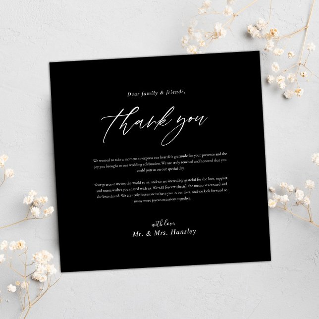 Un Boda minimalista negro moderno gracias (Minimal Black Modern Wedding Thank You)