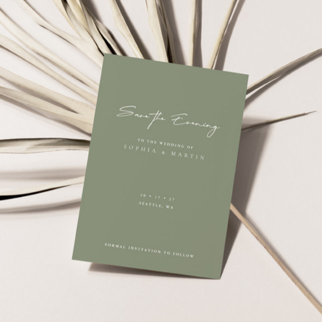 Un Boda moderno mínimo salva la carta de la noche (Minimal Modern Wedding Save the Evening Card)