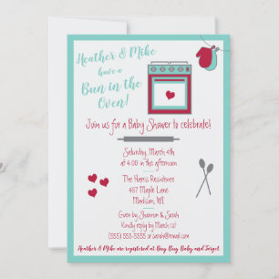 Un bollo en la invitación de Baby Shower en horno