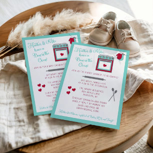 Un bollo en la invitación de Baby Shower en horno